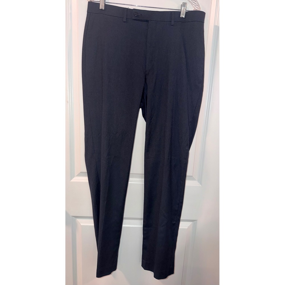 Lauren Ralph‎ Lauren Mens 34X34 Navy Blue Stretch Dress Pants Flat Front Solid
